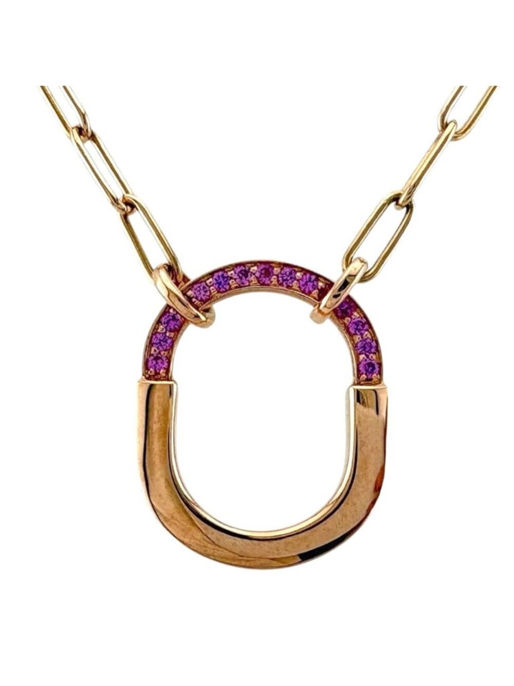 Tiffany & Co Lock Necklace 18k Pink Gold Sapphire